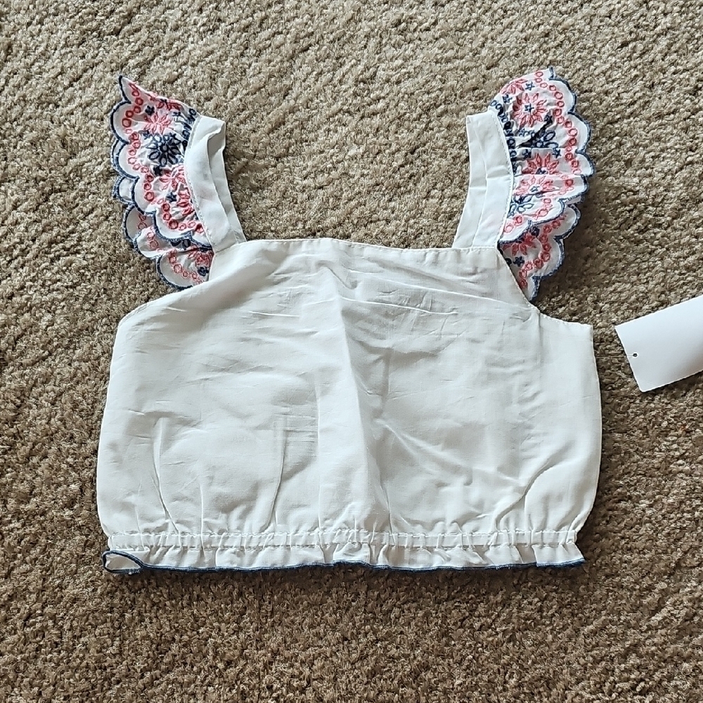 Sammy + Nat White Ruffle Eyelet Tank Top 18-24 Months